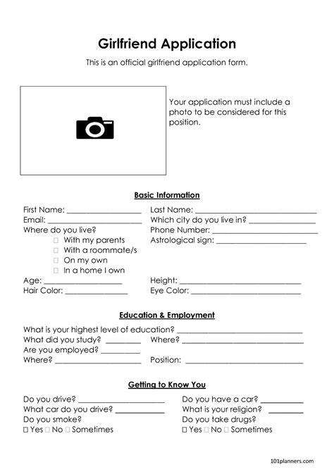 gf applications|Official Girlfriend Application Form (Free Download)